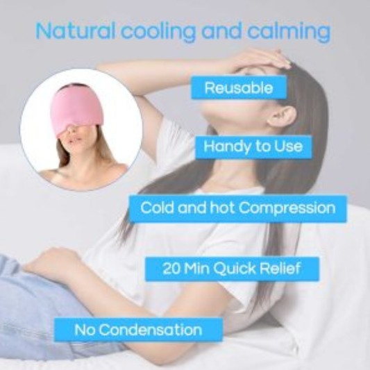 Migraine Relief Ice Cap | Hot & Cold Reusable Headache & Sinus Therapy Mask