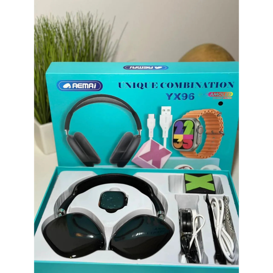 AEMAI YX96 Tech Combo – Wireless Headphones, Smartwatch & Charging Accessories