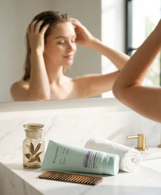 𝗥𝗼𝘆𝗮𝗹𝗹𝗶𝗻𝗲𝘀 - 𝗧𝗲𝗮 𝗧𝗿𝗲𝗲 𝗢𝗶𝗹 & 𝗔𝗺𝗶𝗻𝗼 𝗔𝗰𝗶𝗱 𝗟𝗲𝗮𝘃𝗲-𝗜𝗻 𝗖𝗼𝗻𝗱𝗶𝘁𝗶𝗼𝗻𝗲𝗿 | روياللاينز - بلسم يترك على الشعر بزيت شجرة الشاي والأحماض الأمينية