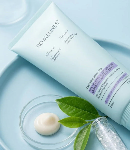 𝗥𝗼𝘆𝗮𝗹𝗹𝗶𝗻𝗲𝘀 - 𝗧𝗲𝗮 𝗧𝗿𝗲𝗲 𝗢𝗶𝗹 & 𝗔𝗺𝗶𝗻𝗼 𝗔𝗰𝗶𝗱 𝗟𝗲𝗮𝘃𝗲-𝗜𝗻 𝗖𝗼𝗻𝗱𝗶𝘁𝗶𝗼𝗻𝗲𝗿  | روياللاينز - بلسم يترك على الشعر بزيت شجرة الشاي والأحماض الأمينية